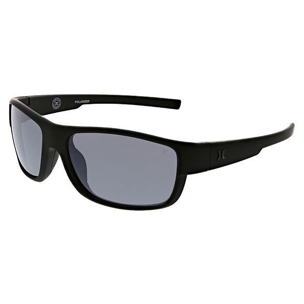 Men's Hurley Shorey 59mm Wrap Polarized Sunglasses, Black