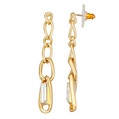 Chain Drop Crystal Earrings Goldtone Chain Drop Crystal Earrings Goldtone