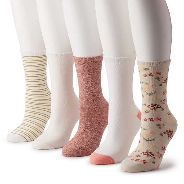 Women's Sonoma Goods For Life® 5Pack Ribbed Floral Crew Socks