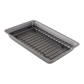 Chef Pomodoro Nonstick Carbon Steel Small Roasting Pan Roaster With Flat Rack, Petite Mini