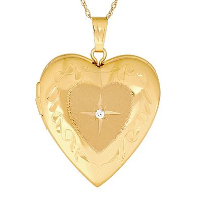 Everlasting Gold 10k Gold & Diamond Accent Heart Locket Necklace