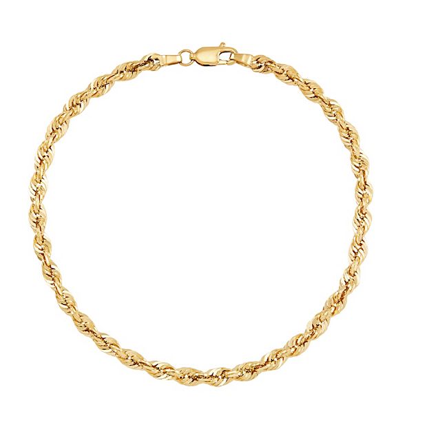 Everlasting Gold 14k Gold Rope Chain Bracelet