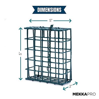 MEKKAPRO Suet Wild Bird Feeder with Hanging Metal Roof, Two Suet Capacity, Bird Feed Recommended (Single)