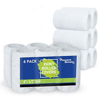 Precision Defined Paint Roller Replacement Covers For Roller Brushes 4-inch 6-pack (1/2-inch Nap)