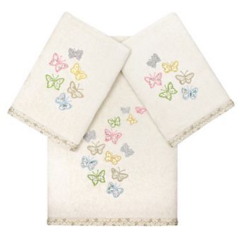 Linum Home Textiles Turkish Cotton Mariposa 3 pc Embellished Towel Set