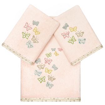 Linum Home Textiles Turkish Cotton Mariposa 3 pc Embellished Towel Set