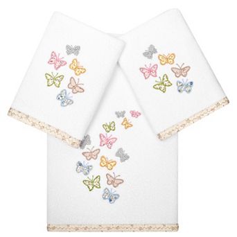 Linum Home Textiles Turkish Cotton Mariposa 3 pc Embellished Towel Set