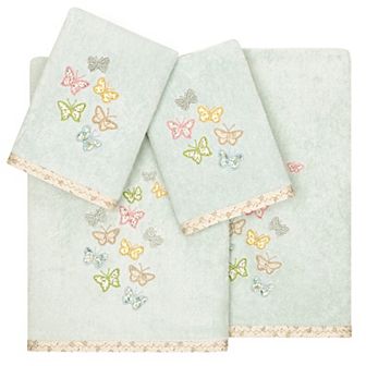 Linum Home Textiles Turkish Cotton Mariposa 4 pc Embellished Towel Set