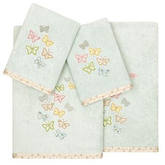 Linum Home Textiles Turkish Cotton Mariposa 4 pc Embellished Towel Set