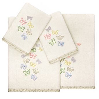 Linum Home Textiles Turkish Cotton Mariposa 4 pc Embellished Towel Set