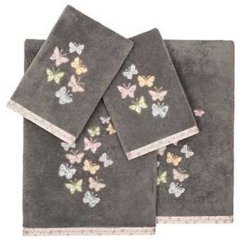 Linum Home Textiles Turkish Cotton Mariposa 4 pc Embellished Towel Set