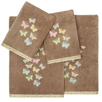 Linum Home Textiles Turkish Cotton Mariposa 4 pc Embellished Towel Set