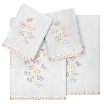 Linum Home Textiles Turkish Cotton Mariposa 4 pc Embellished Towel Set