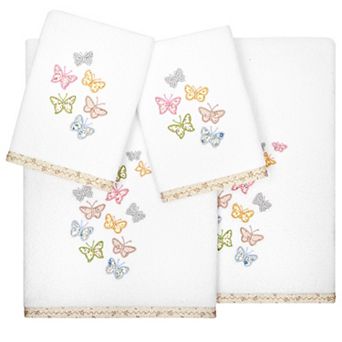 Linum Home Textiles Turkish Cotton Mariposa 4 pc Embellished Towel Set