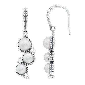 SIRI USA by TJM Sterling Silver Freshwater Cultured Pearl & Cubic Zirconia Earwire Earrings