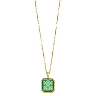 SIRI USA by TJM Octagon Cut Green Agate Pendant Necklace