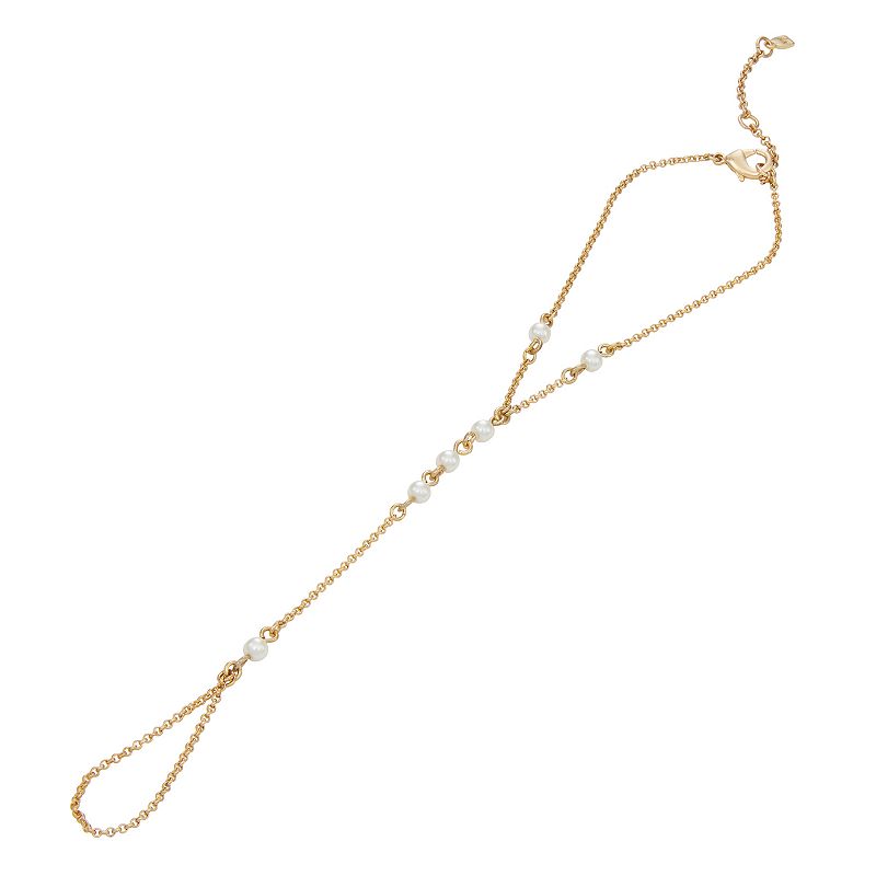 Nine West Br Pearl Hand Chain - Gld/Pearl, Womens, White