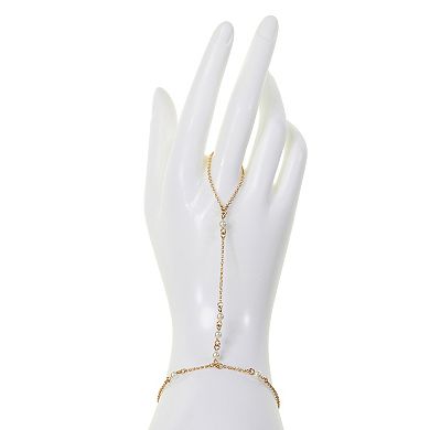 Nine West Gold Tone Simulated Pearl Hand Chain