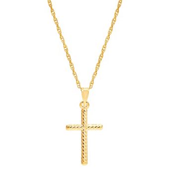 Everlasting Gold 10k Gold Twist Cross Pendant Necklace