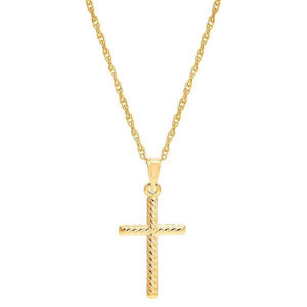 Everlasting Gold 10k Gold Twist Cross Pendant Necklace