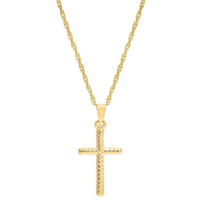 Everlasting Gold 10k Gold Twist Cross Pendant Necklace, Womens, Size: 18