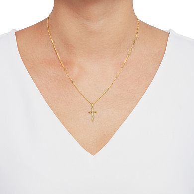 Everlasting Gold 10k Gold Twist Cross Pendant Necklace 