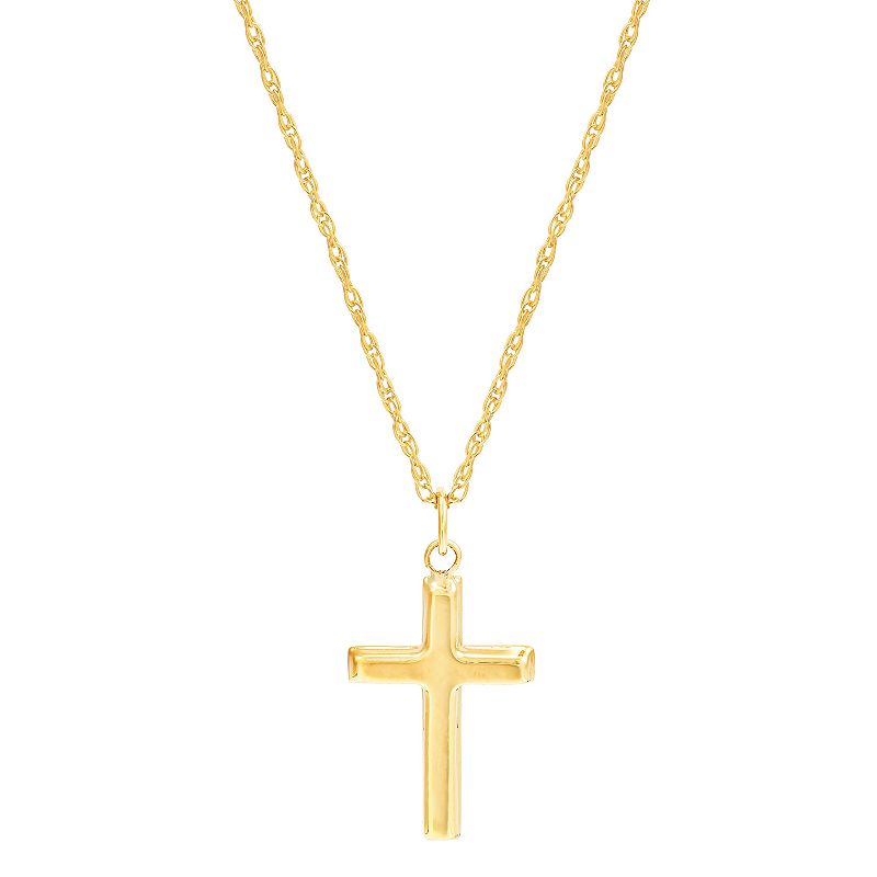 Everlasting Gold 10k Gold Flat Back Cross Pendant Necklace, Womens, Size: