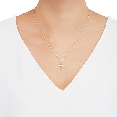 Everlasting Gold 10k Gold Flat Back Cross Pendant Necklace