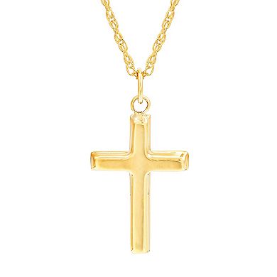 Everlasting Gold 10k Gold Flat Back Cross Pendant Necklace