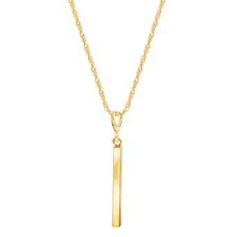 Everlasting Gold 10k Gold Square Tube Drop Pendant