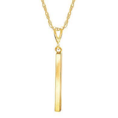 Everlasting Gold 10k Gold Square Tube Drop Pendant