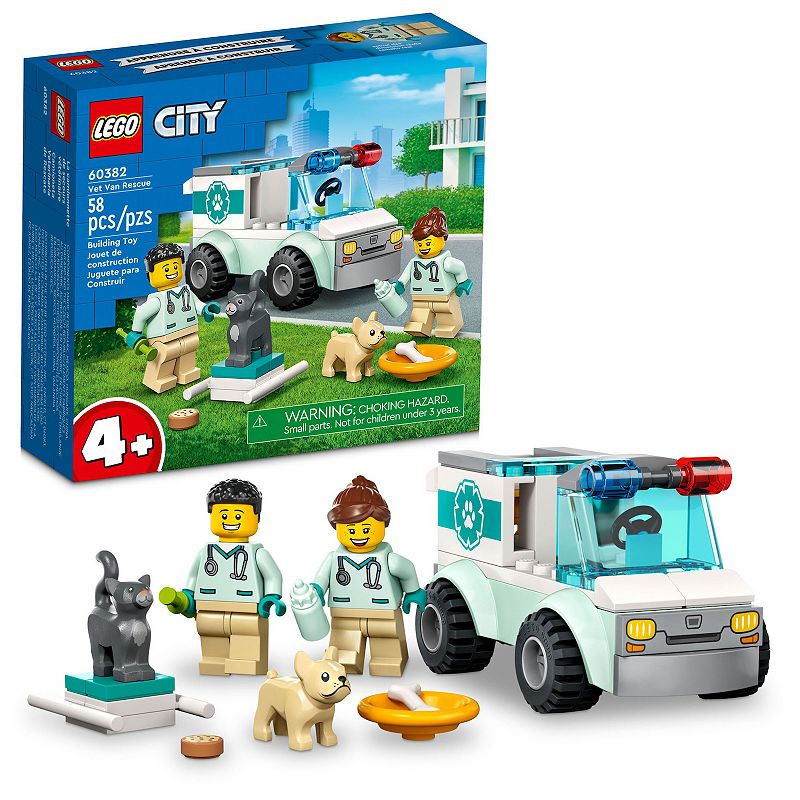 LEGO City Vet Van Rescue 60382 Building Toy Set, Multicolor