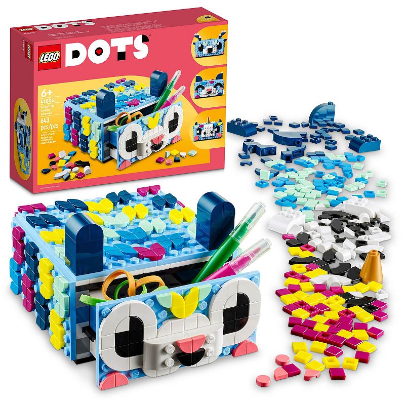 LEGO DOTS Creative Animal Drawer 41805 DIY Craft Kit, Multicolor