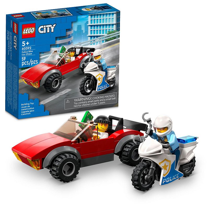 LEGO City Police Bike Car Chase 60392 Building Toy Set, Multicolor