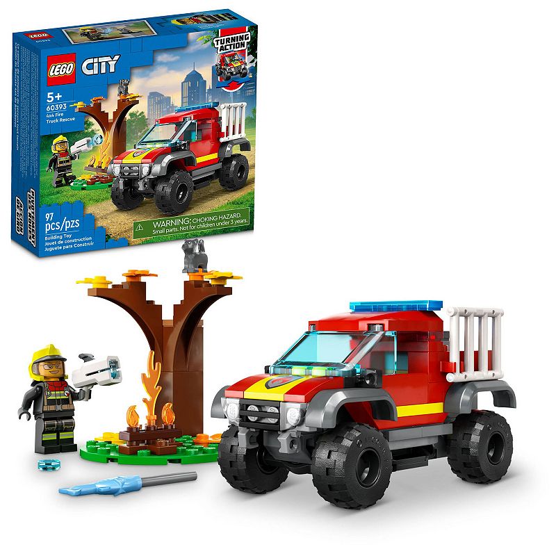 LEGO City 4x4 Fire Truck Rescue 60393 Building Toy Set, Multicolor