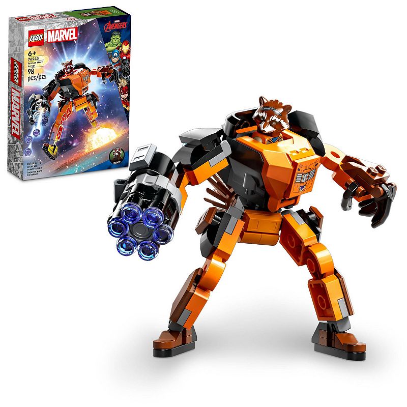 LEGO Marvel Rocket Mech Armor 76243 Building Toy Set, Multicolor