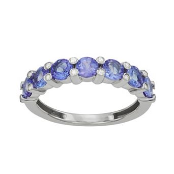 Jewelexcess Sterling Silver Genuine Tanzanite & White Zircon Ring