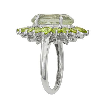Jewelexcess Sterling Silver Genuine Green Amethyst & Peridot Ring