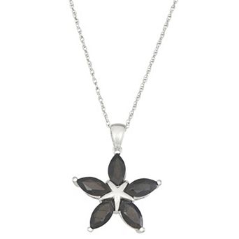Jewelexcess Sterling Silver Genuine Sapphire Floral Pendant Necklace