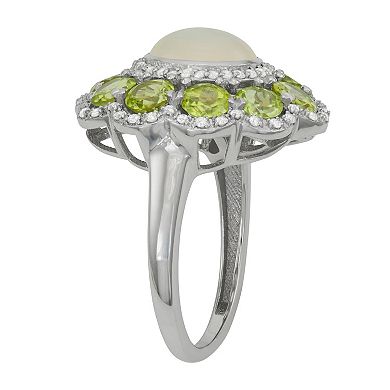 Jewelexcess Sterling Silver Opal, Peridot & Lab-Created White Sapphire Ring