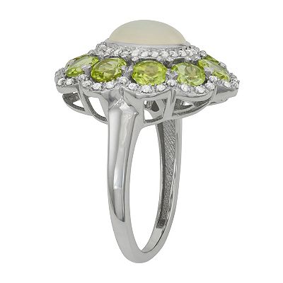 Jewelexcess Sterling Silver Opal, Peridot Lab-Created White