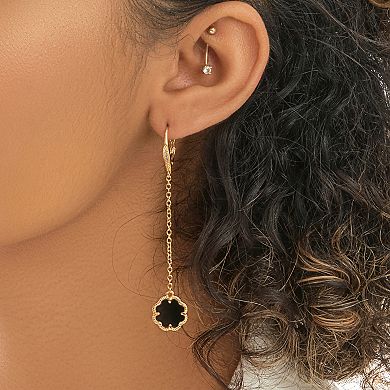 MC Collective Onyx Flower Medallion Chain Drop Earrings
