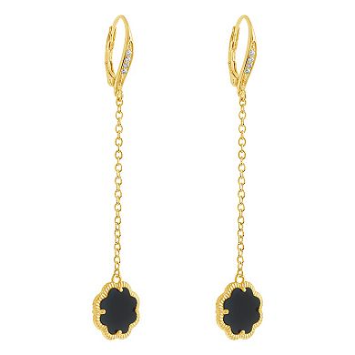 MC Collective Onyx Flower Medallion Chain Drop Earrings