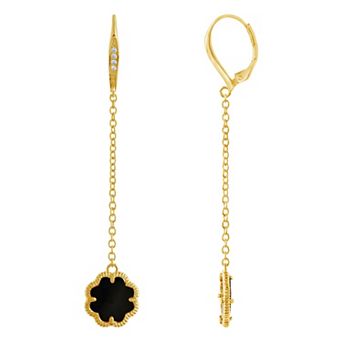 MC Collective Onyx Flower Medallion Chain Drop Earrings