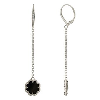 MC Collective Onyx Flower Medallion Chain Drop Earrings