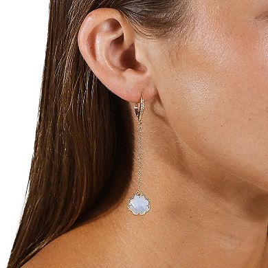 MC Collective Mother-of-Pearl Flower Medallion Chain Drop Earrings