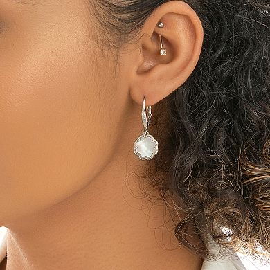 MC Collective Mother-of-Pearl Flower Medallion Drop Earrings