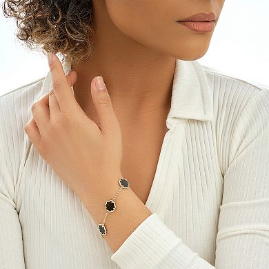 MC Collective Onyx Flower Medallion Station Bracelet