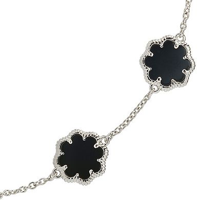 MC Collective Onyx Flower Medallion Station Bracelet