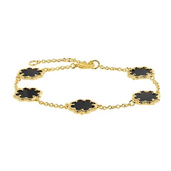 MC Collective Onyx Flower Medallion Station Bracelet